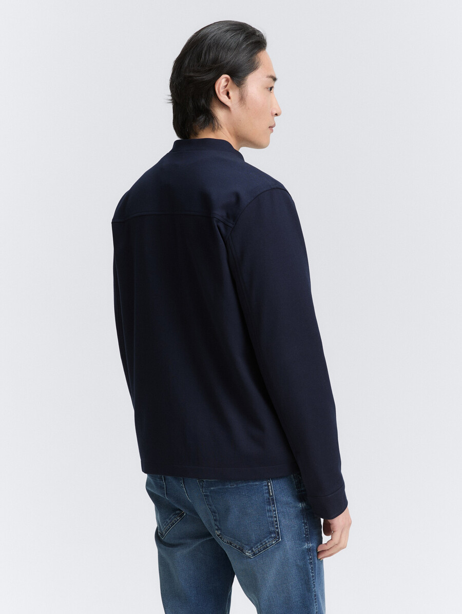 piqué-blousonjacke mit bomberkragen
