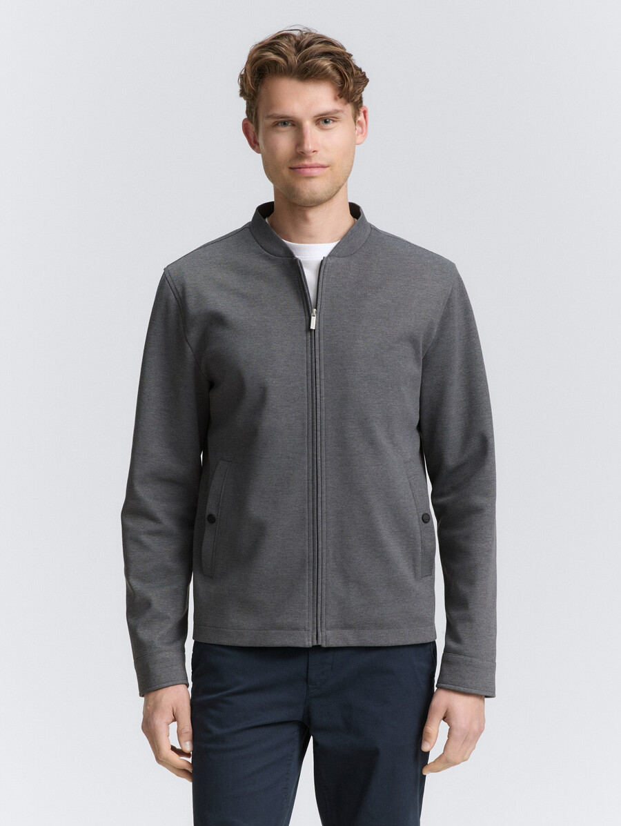 piqué-blousonjacke mit bomberkragen