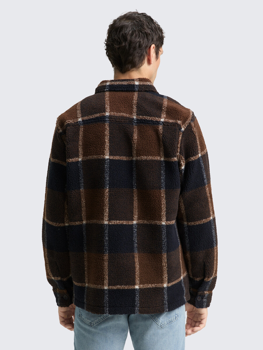 teddy-overshirt mit karomuster