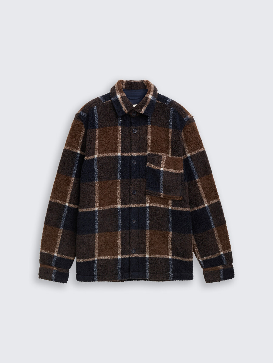 teddy-overshirt mit karomuster