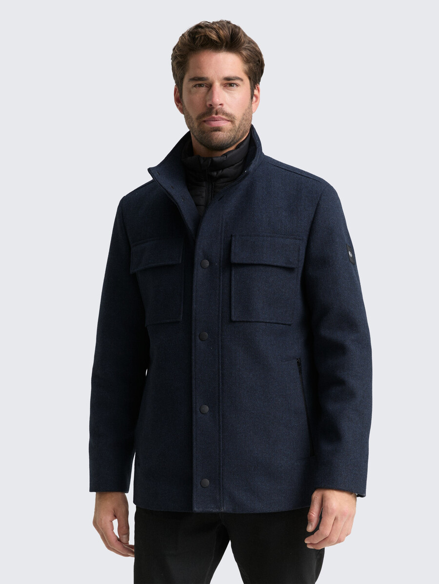 2-in-1 wolljacke mit herausnehmbarer innenjacke