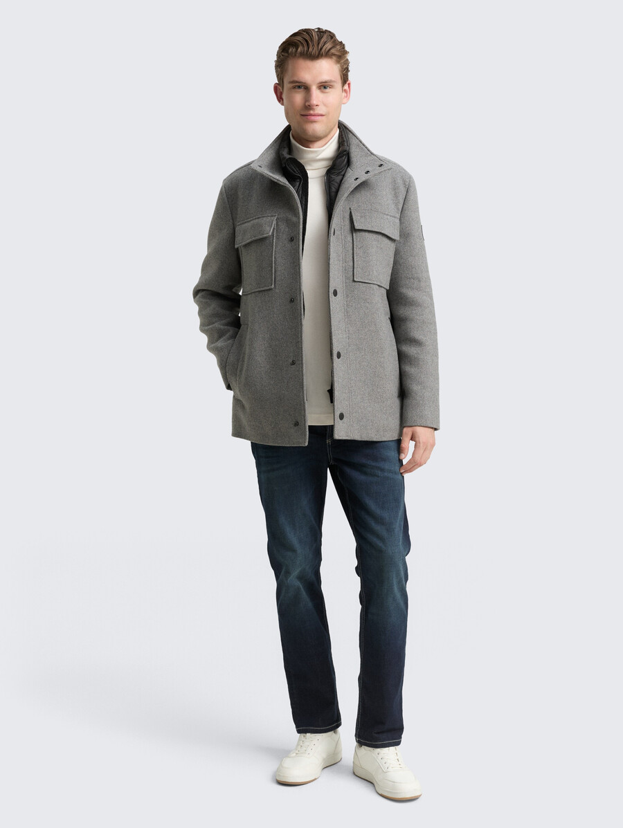 2-in-1 wolljacke mit herausnehmbarer innenjacke