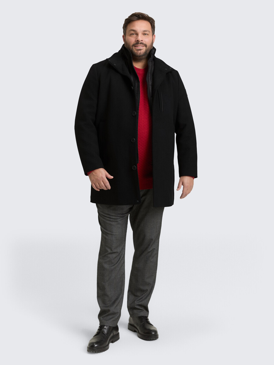 plus size – 2-in-1-wollmantel mit herausnehmbarer innenjacke
