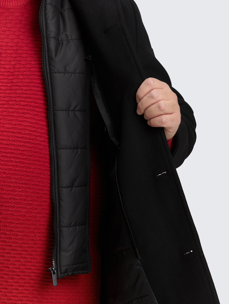 plus size – 2-in-1-wollmantel mit herausnehmbarer innenjacke