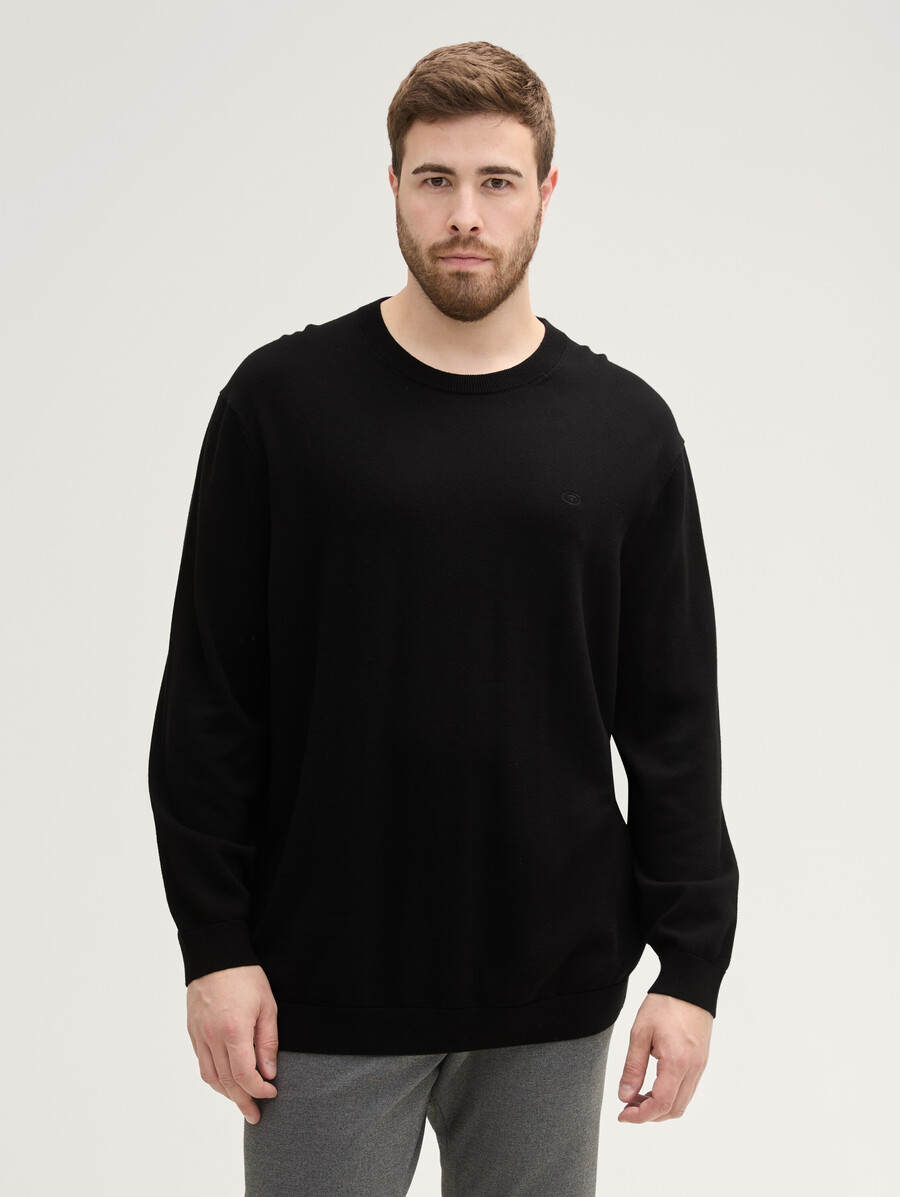plus size – strickpullover mit logostickerei