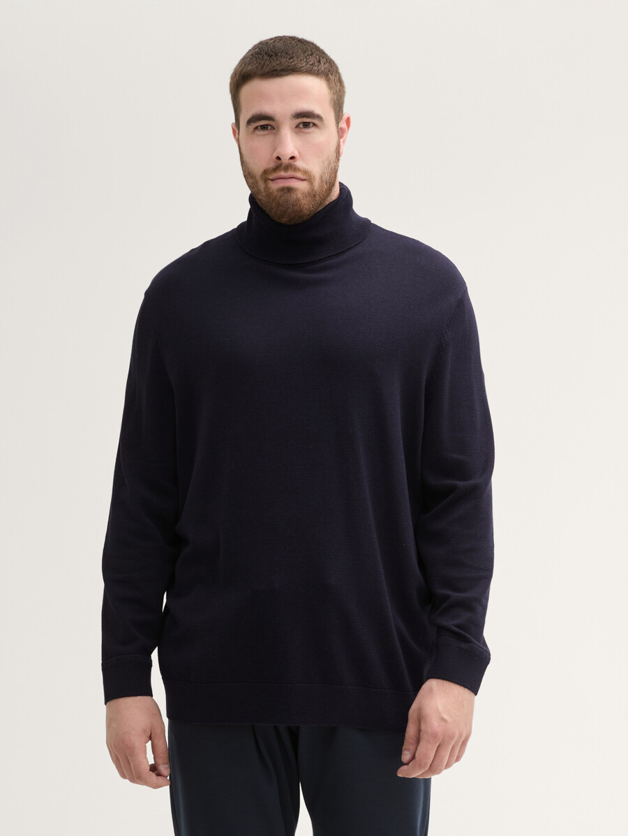 plus size – basic-rollkragenpullover aus baumwolle