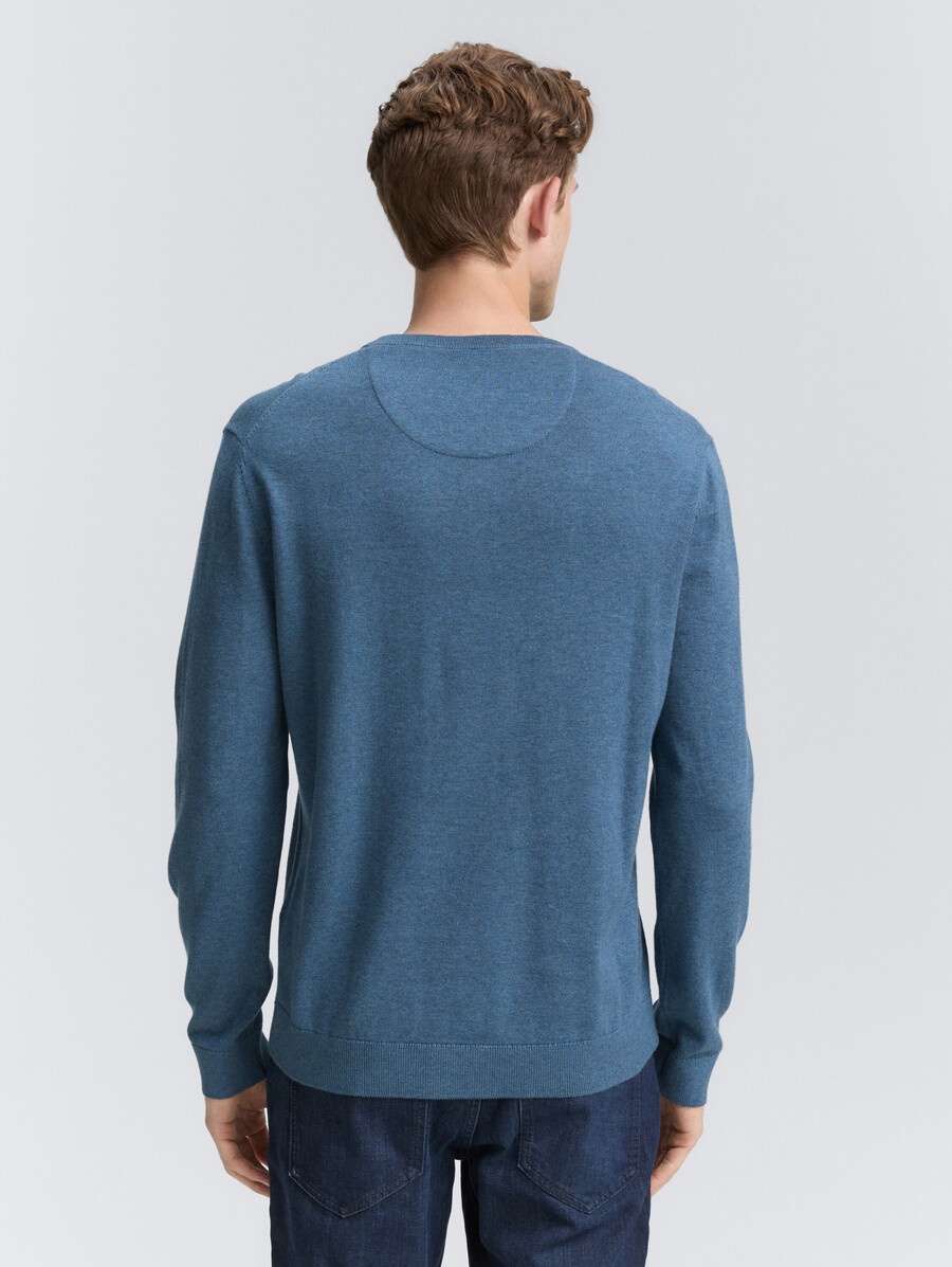 strickpullover aus baumwolle mit v-ausschnitt