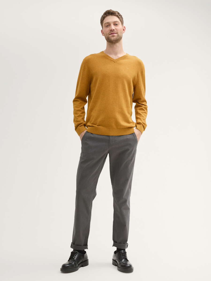 strickpullover aus baumwolle mit v-ausschnitt