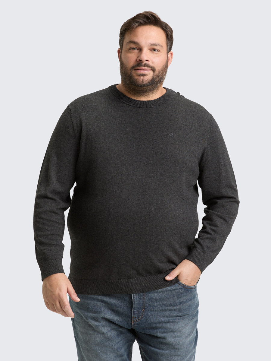 plus size – strickpullover mit logostickerei
