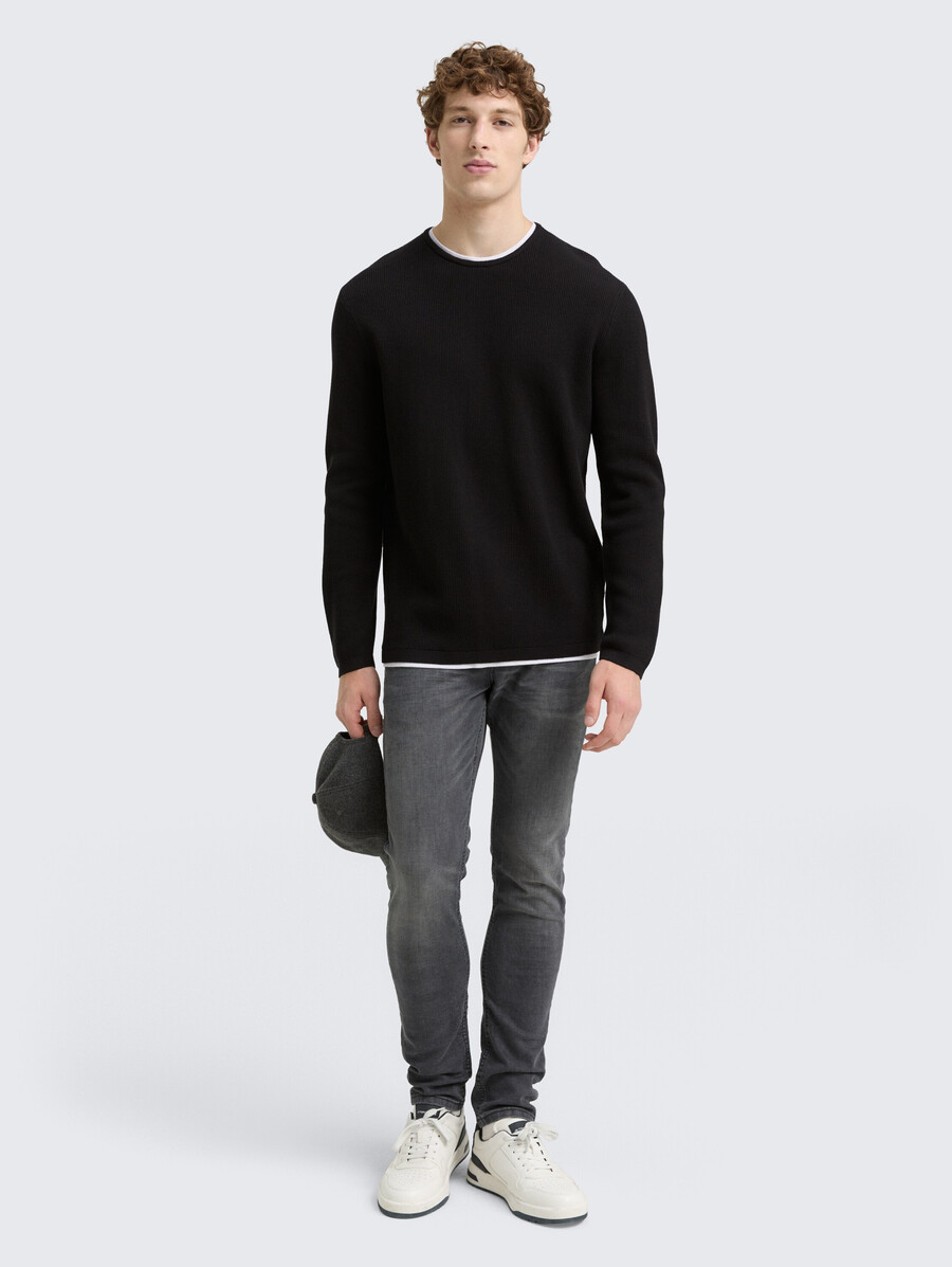 2-in-1-strickpullover aus baumwolle