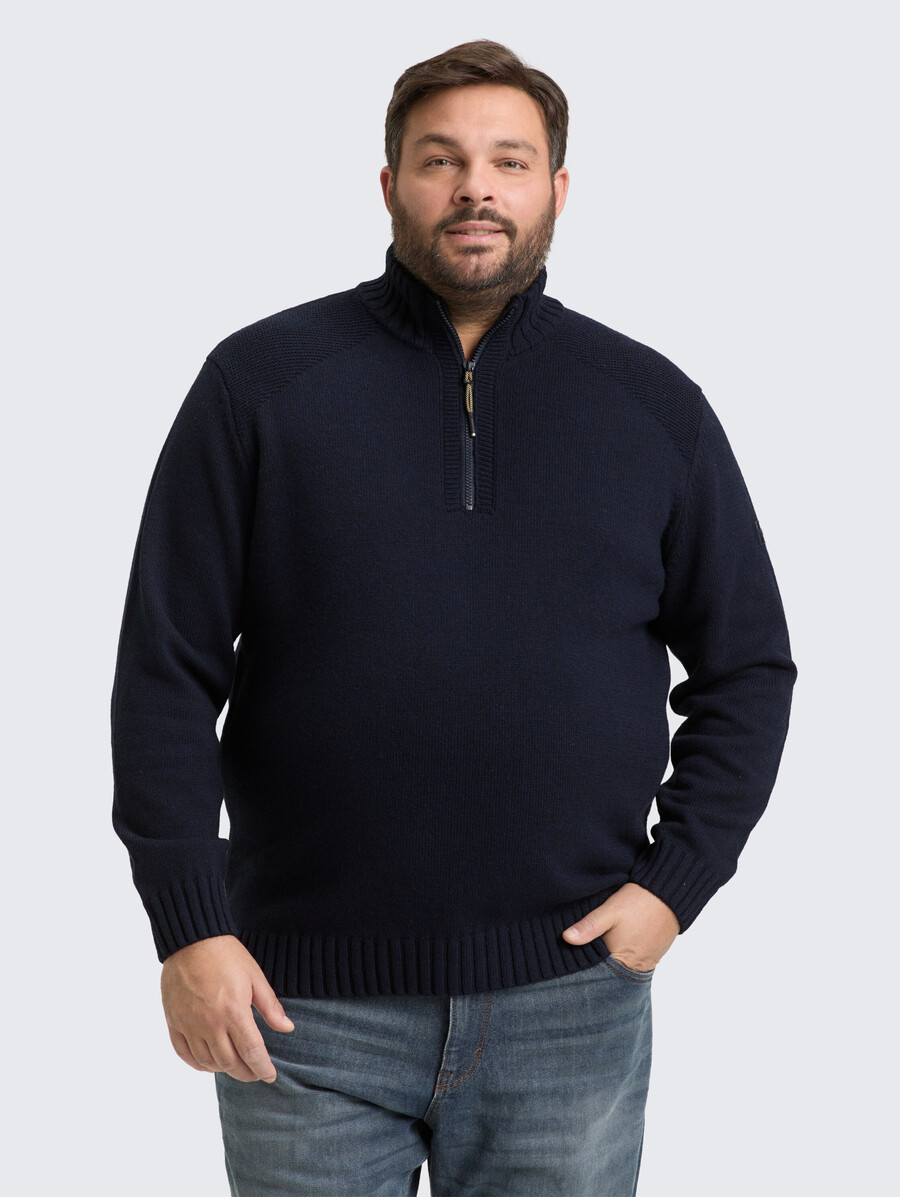 plus size – troyer strickpullover mit rippstrickdetails