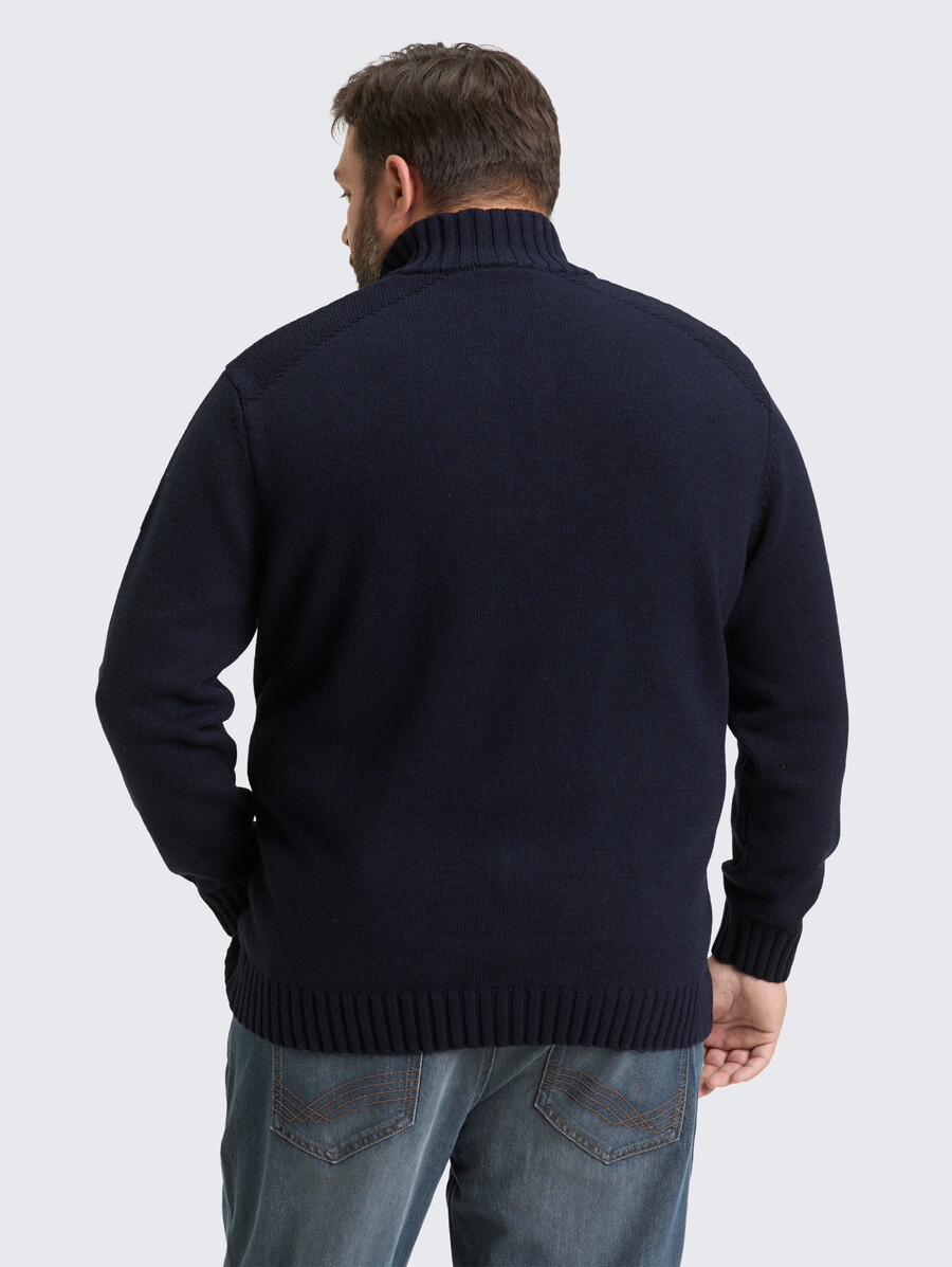 plus size – troyer strickpullover mit rippstrickdetails