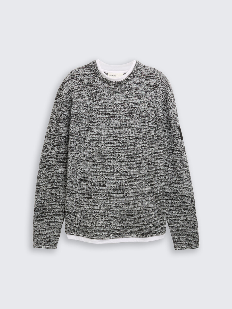 strickpullover im 2-in-1-look