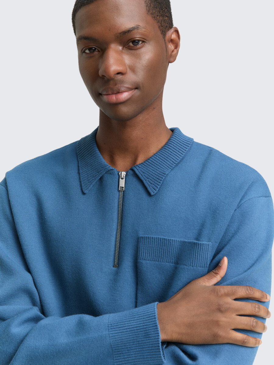 lässiger strickpullover mit polokragen