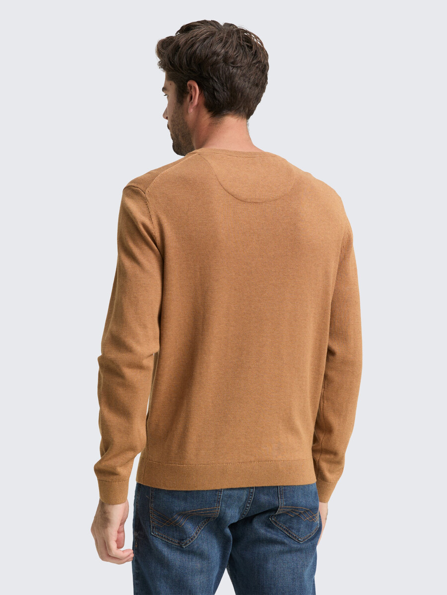 strickpullover aus baumwolle mit v-ausschnitt