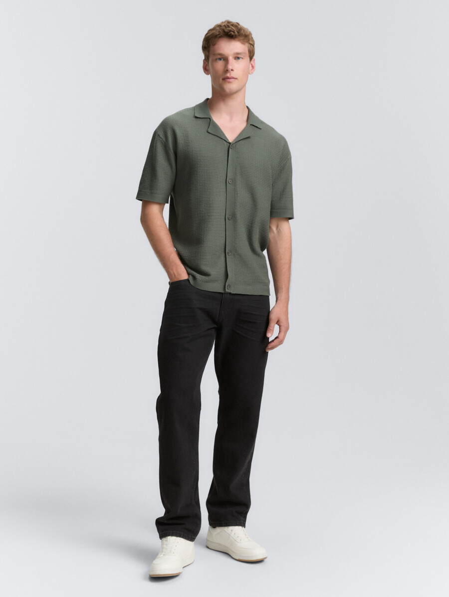 strickpoloshirt mit kurzen Ärmeln