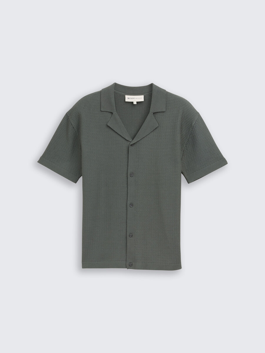 strickpoloshirt mit kurzen Ärmeln