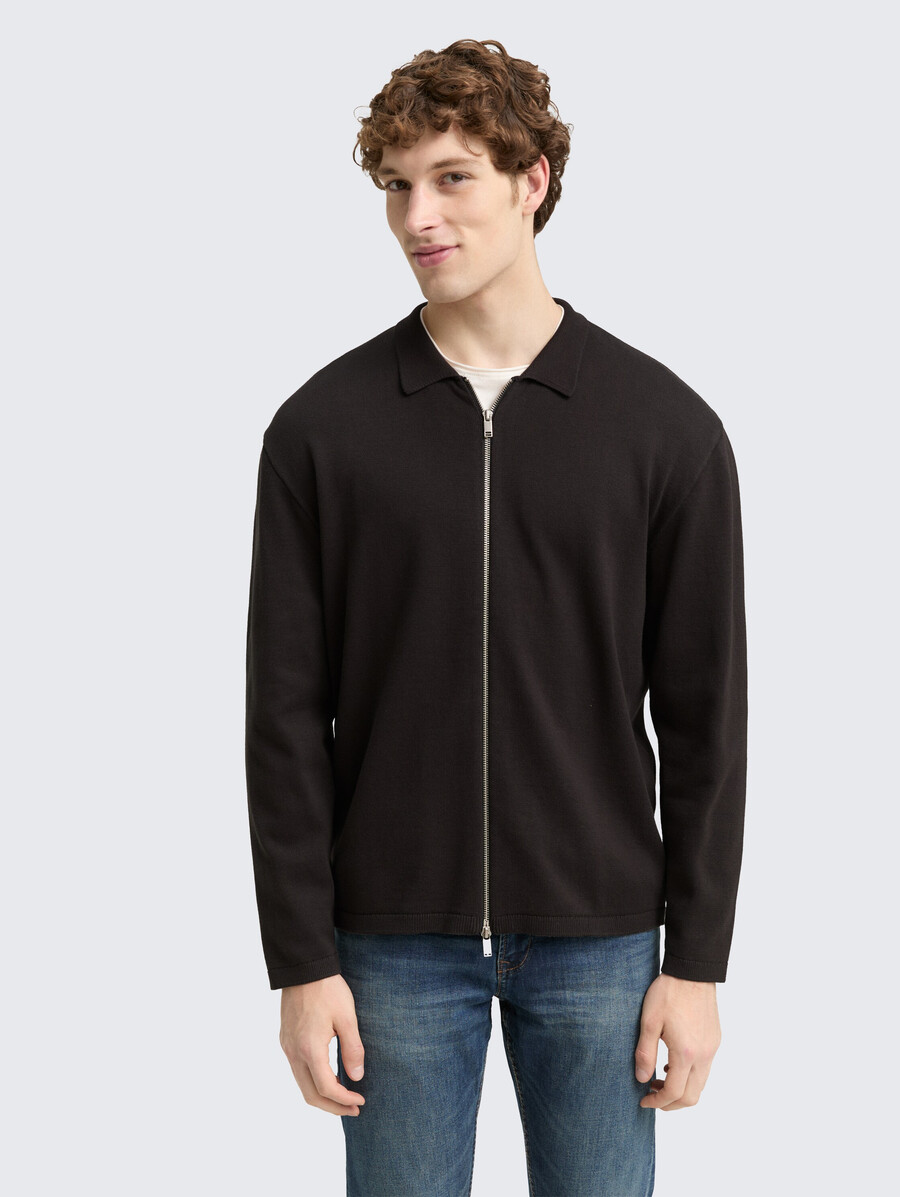 lässig geschnittene strickjacke mit reißverschluss
