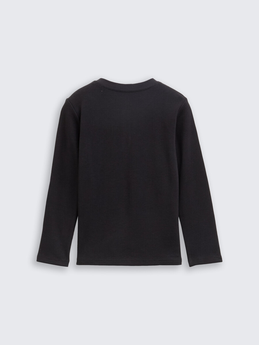 henley-langarmshirt mit waffelstruktur