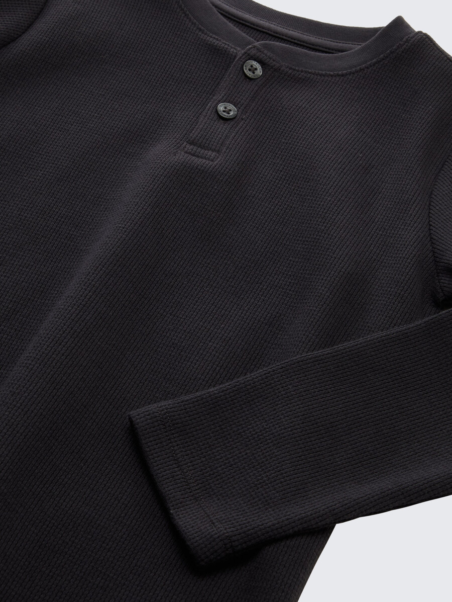 henley-langarmshirt mit waffelstruktur