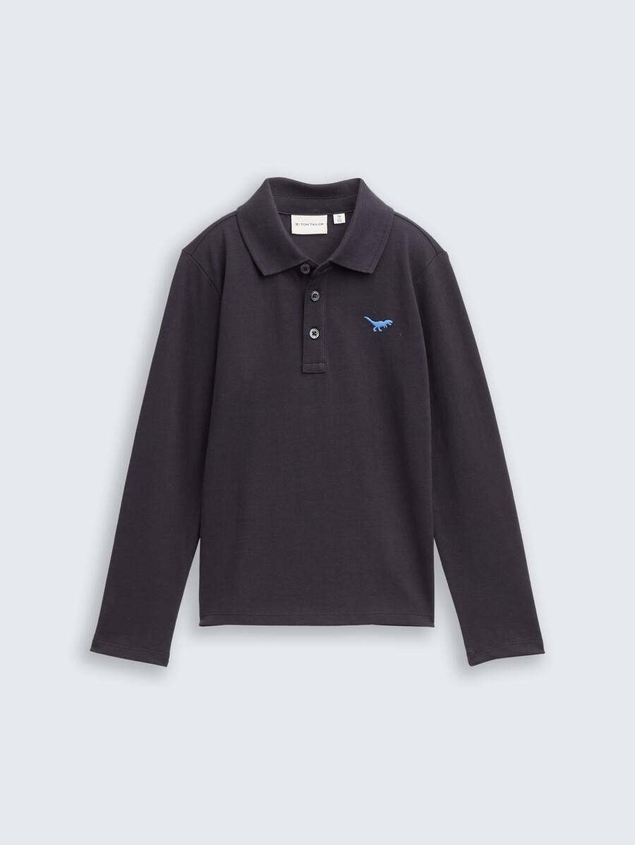 langärmliges poloshirt mit stickerei