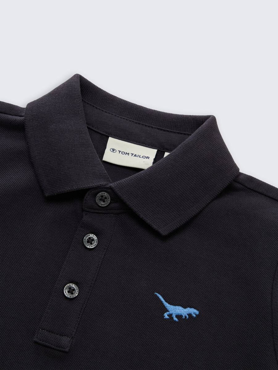 langärmliges poloshirt mit stickerei