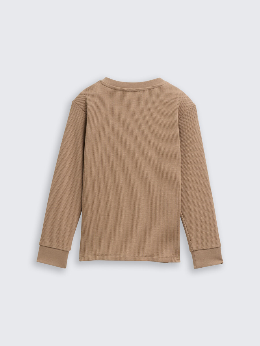 henley-langarmshirt mit waffelstruktur