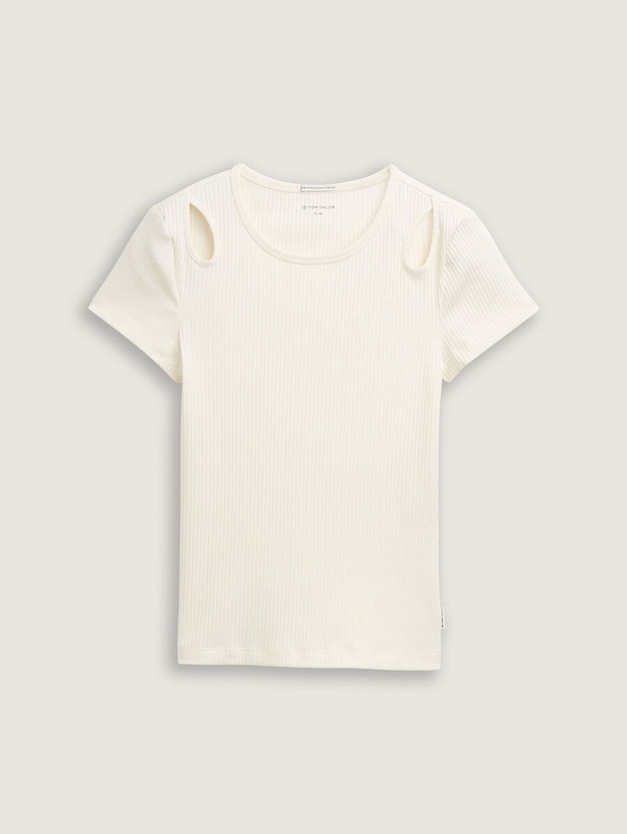 geripptes t-shirt mit ausschnitten