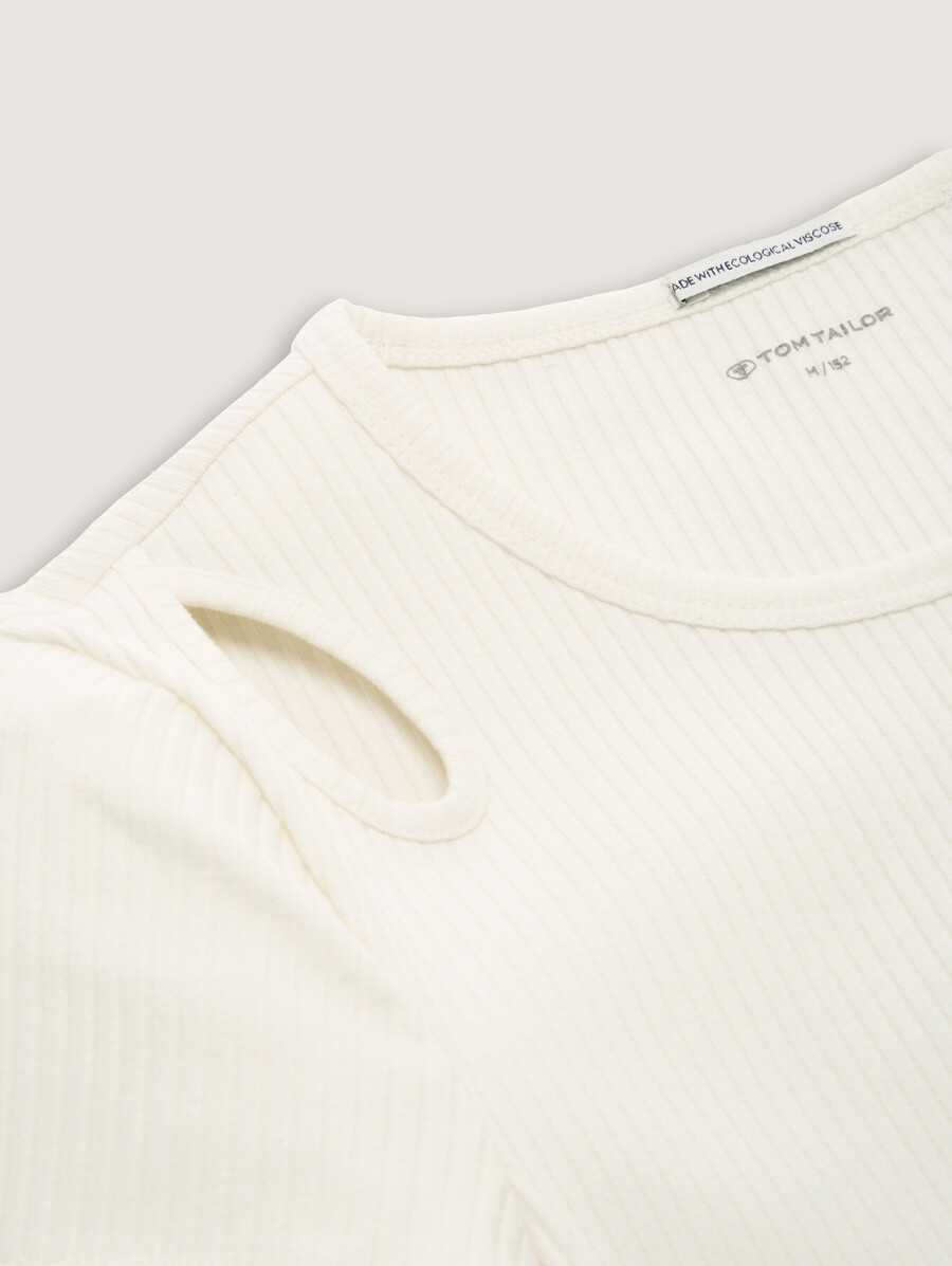 geripptes t-shirt mit ausschnitten