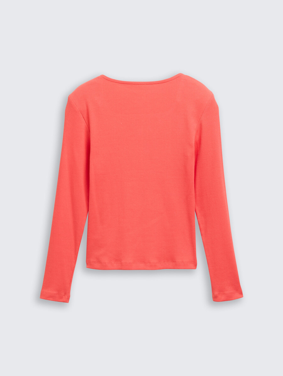 geripptes langarmshirt mit eckigem ausschnitt