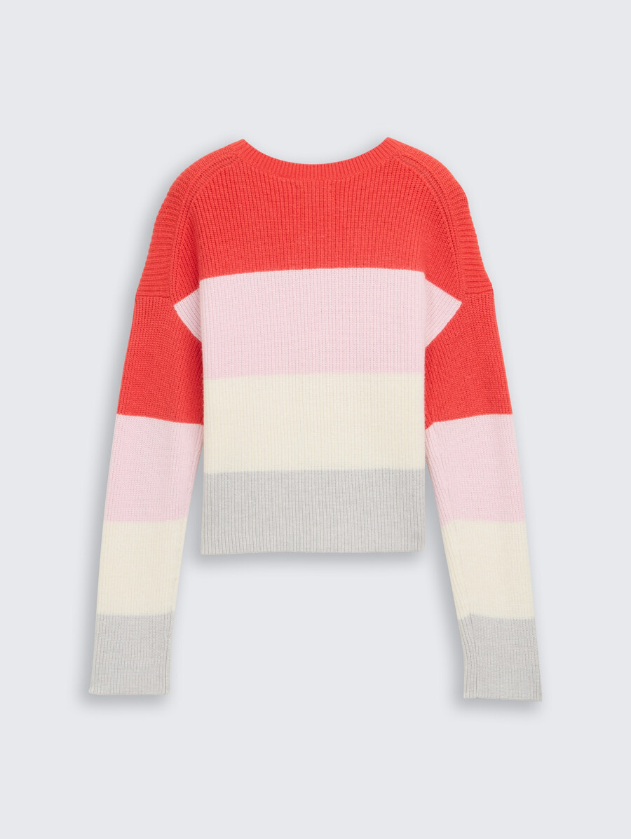 kurzer strickpullover mit farbblockmuster
