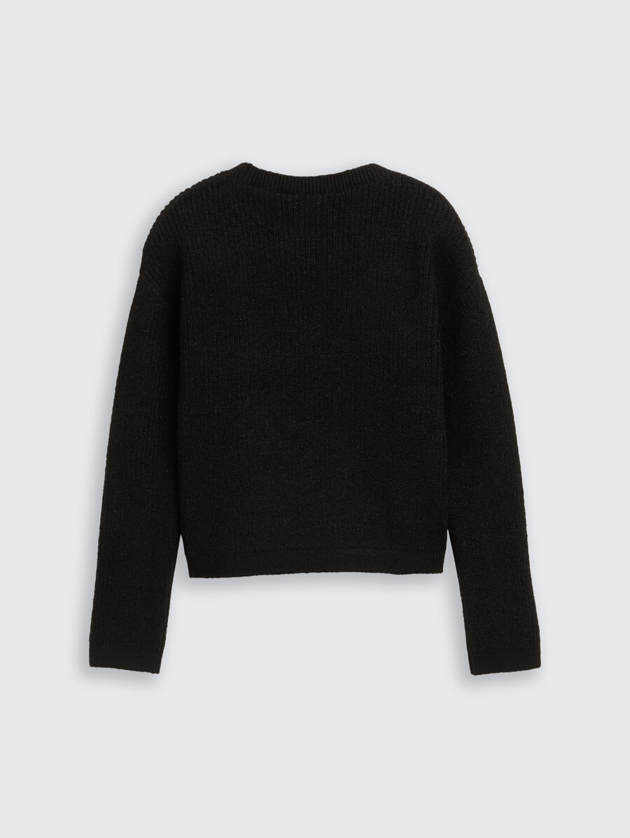 kurzer strickpullover mit glitzereffekt