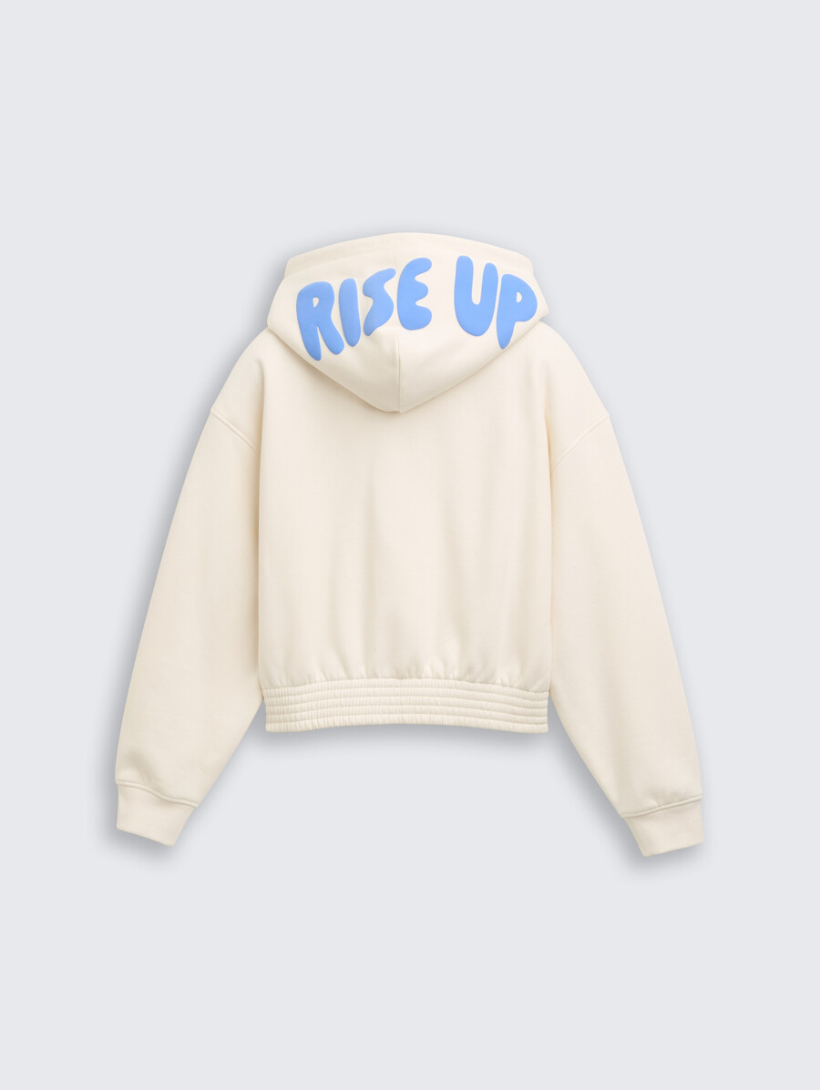 kurzer hoodie mit aufdruck