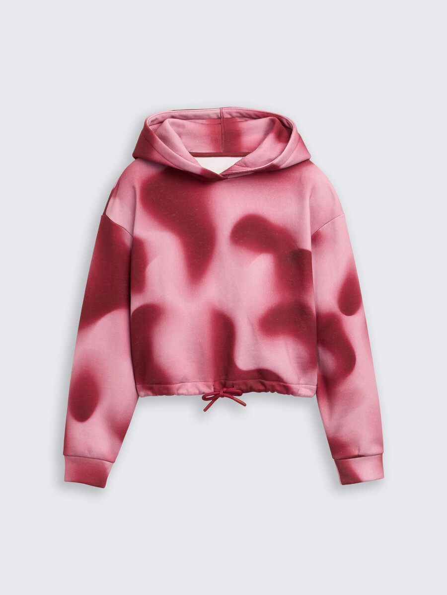 kurz geschnittener hoodie mit batikmuster