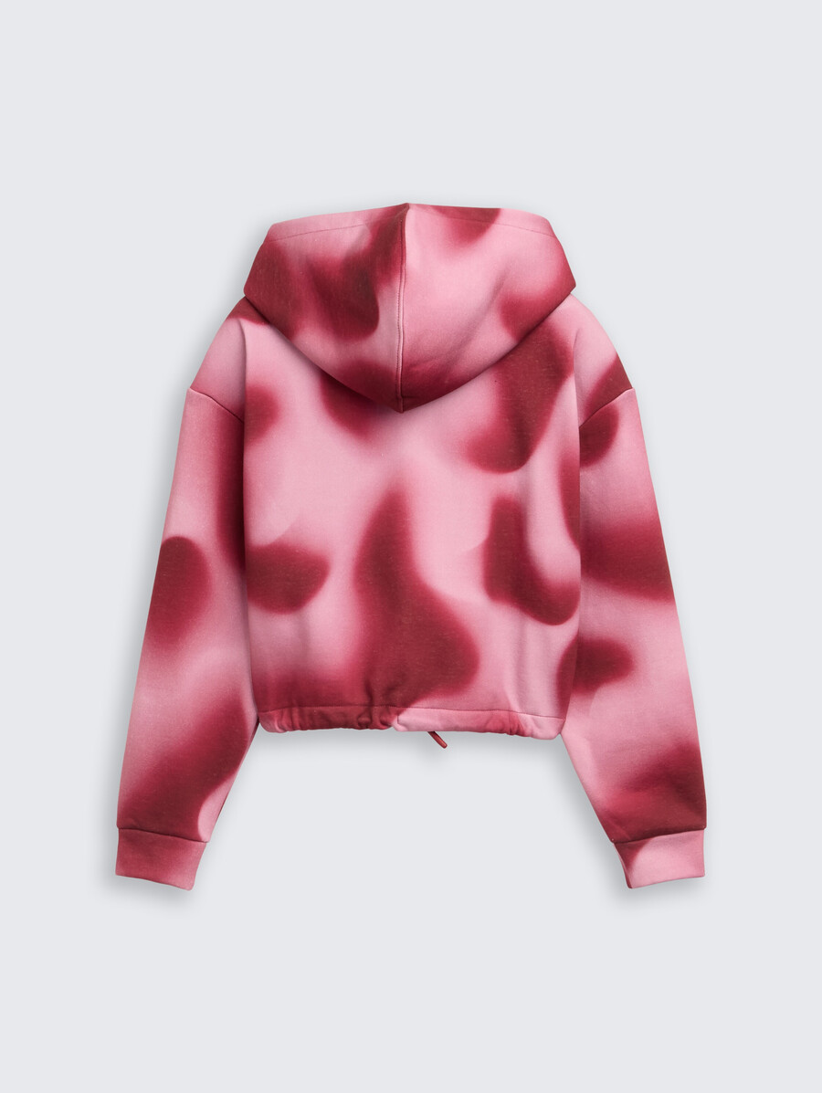 kurz geschnittener hoodie mit batikmuster
