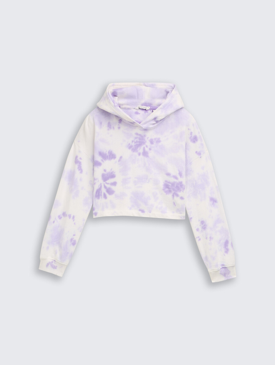 kurz geschnittener hoodie mit batikmuster