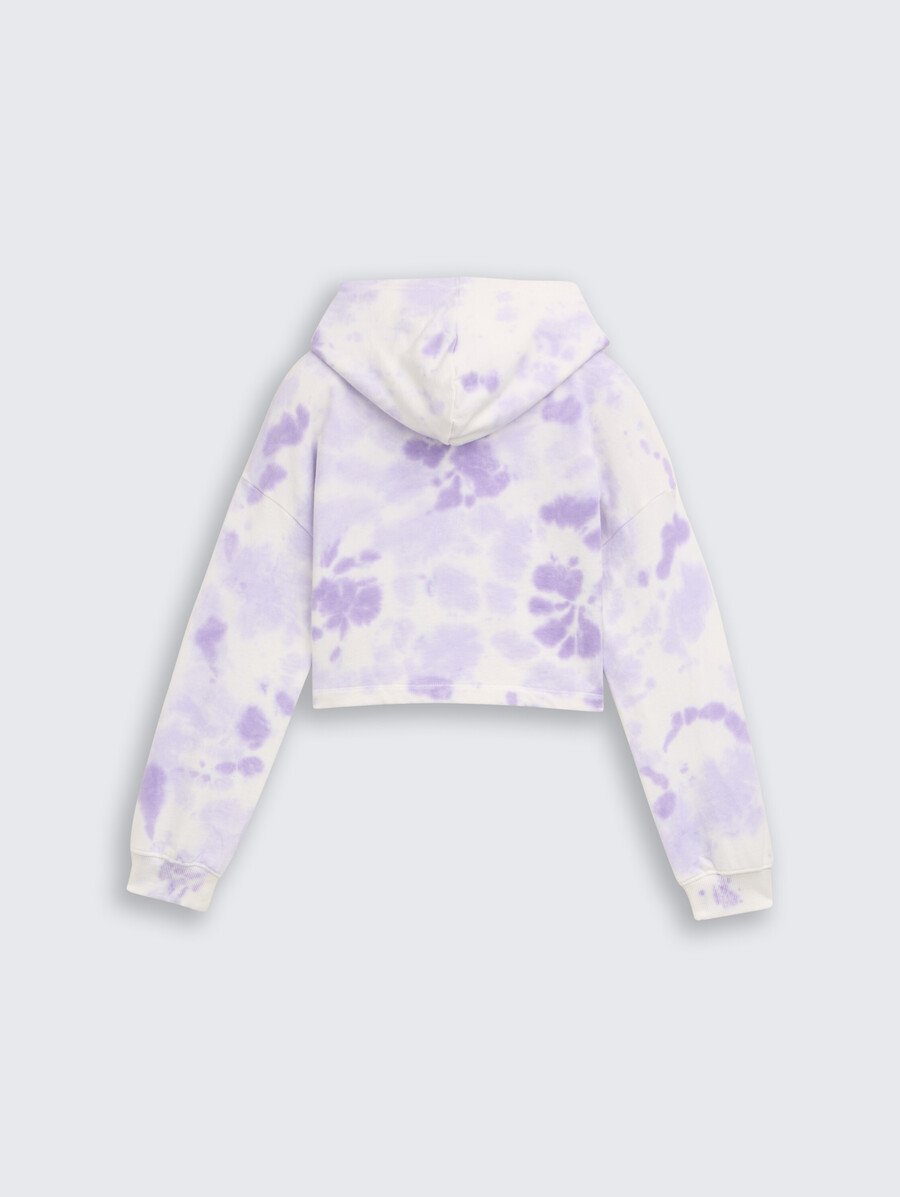 kurz geschnittener hoodie mit batikmuster