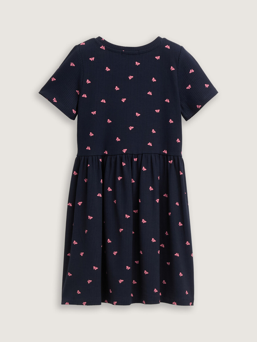 minikleid mit rippstruktur und allover-print