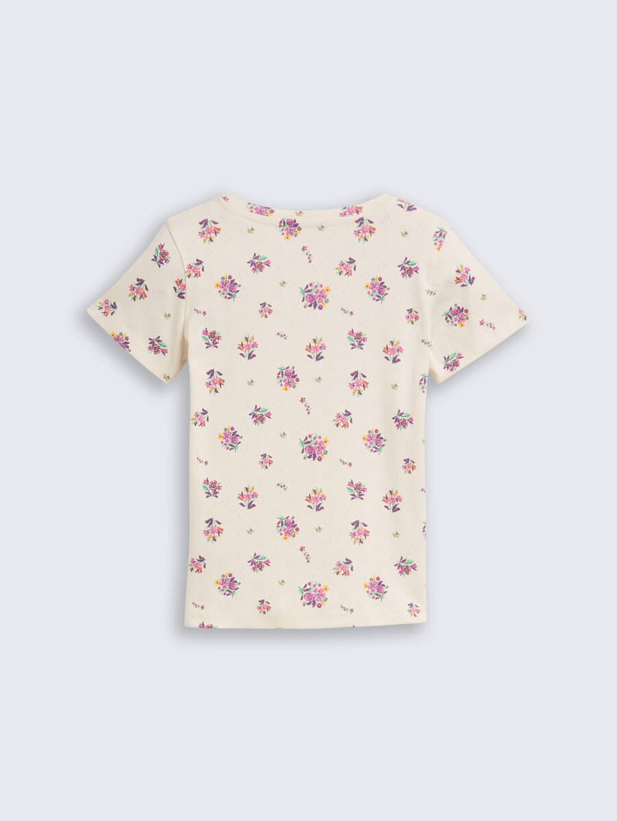ajour t-shirt mit blumenmuster