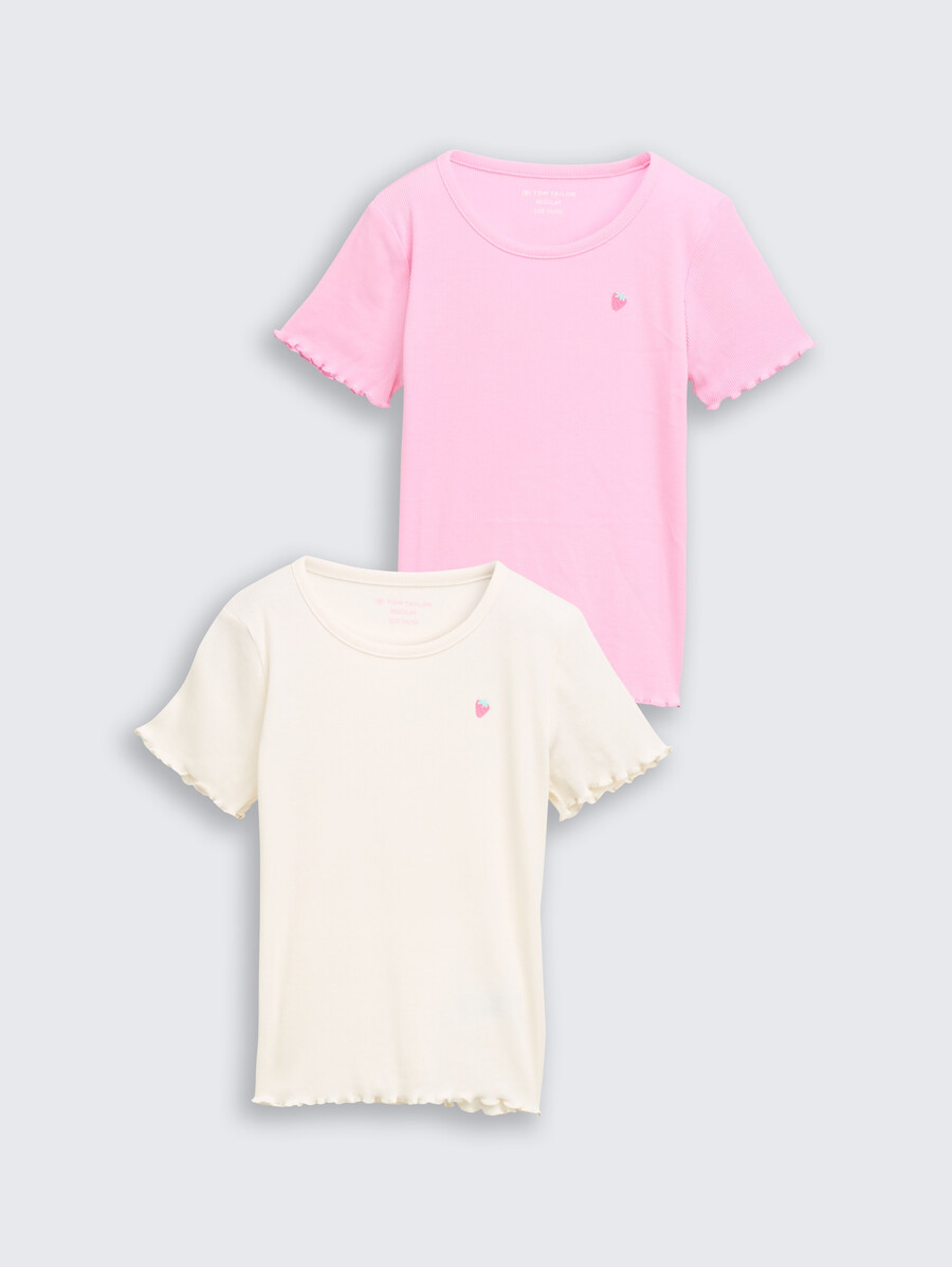 geripptes t-shirt mit aufdruck 2er-pack
