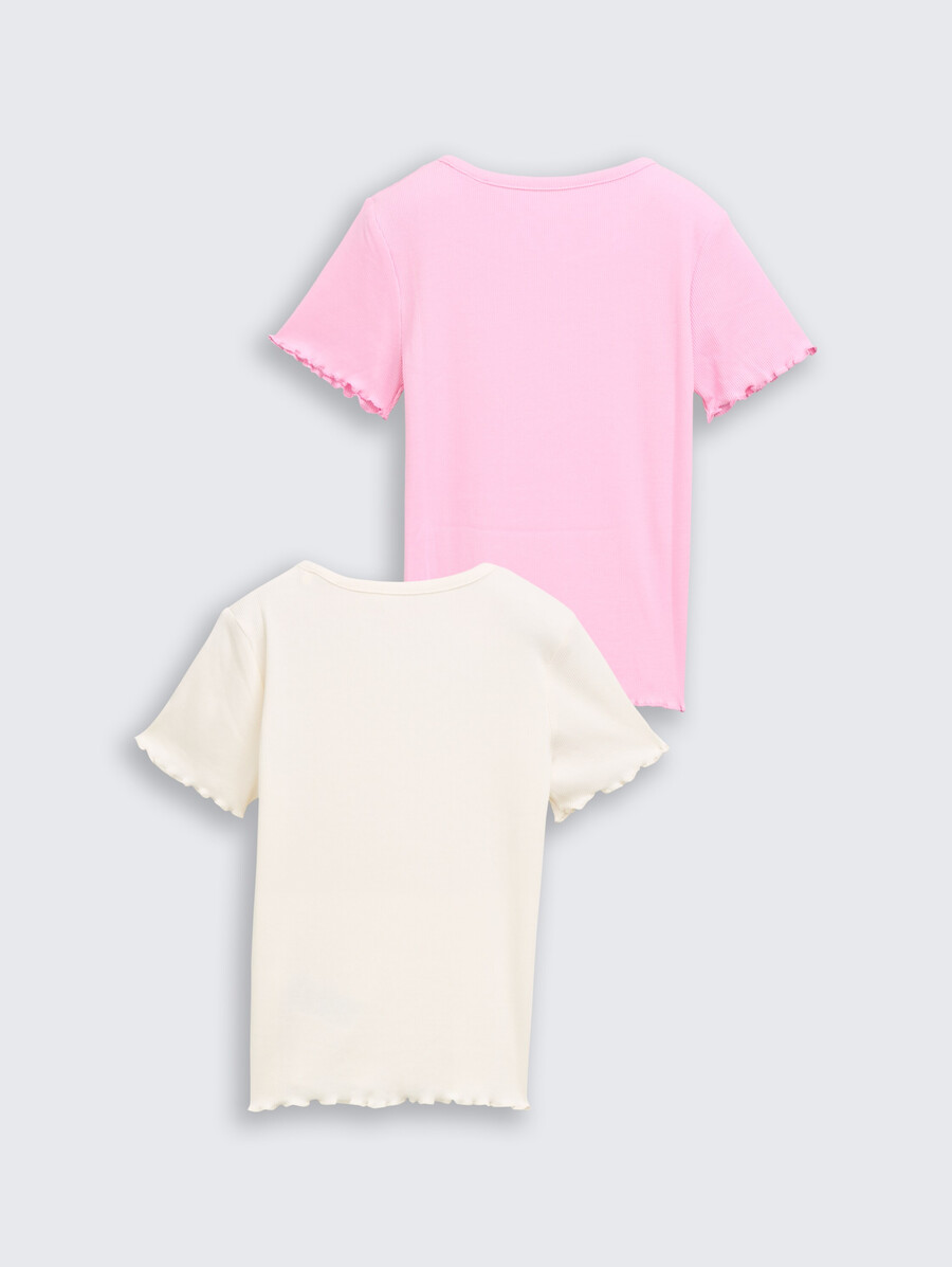 geripptes t-shirt mit aufdruck 2er-pack