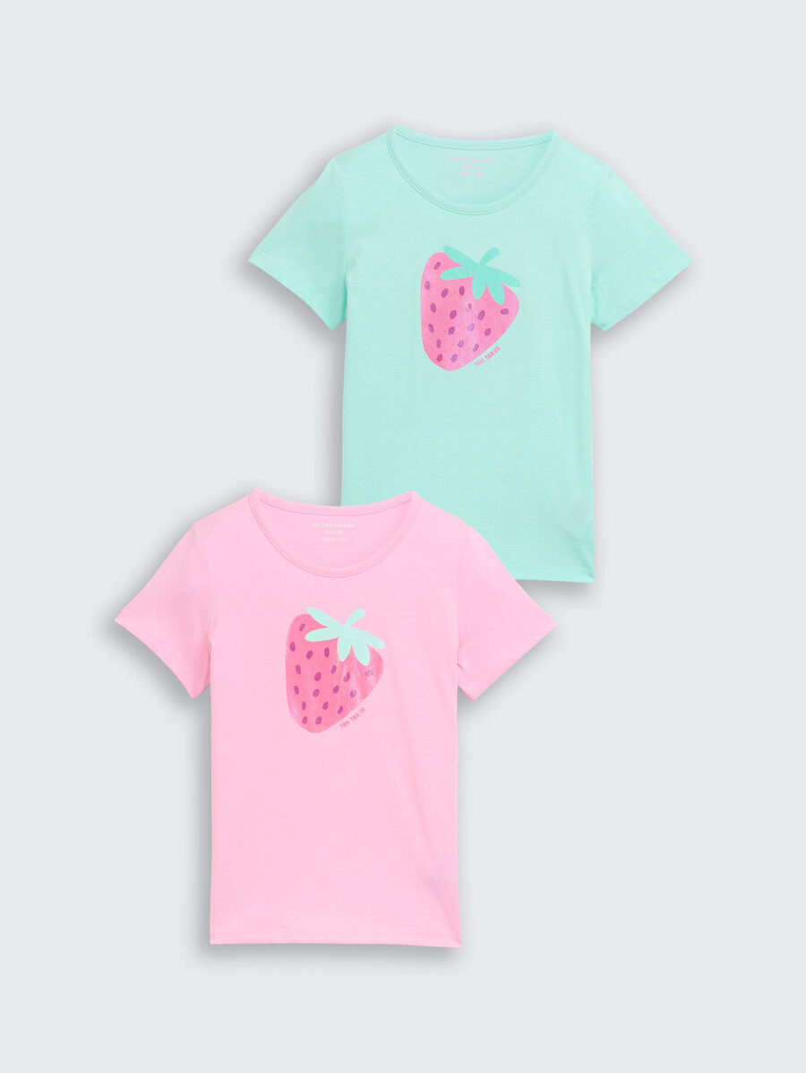 t-shirt mit folienaufdruck im 2er-pack