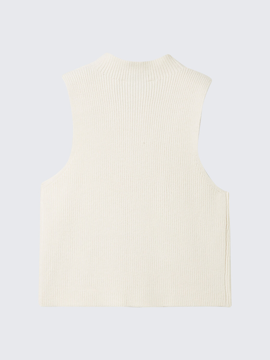 Ärmelloser pullover mit reißverschluss am kragen
