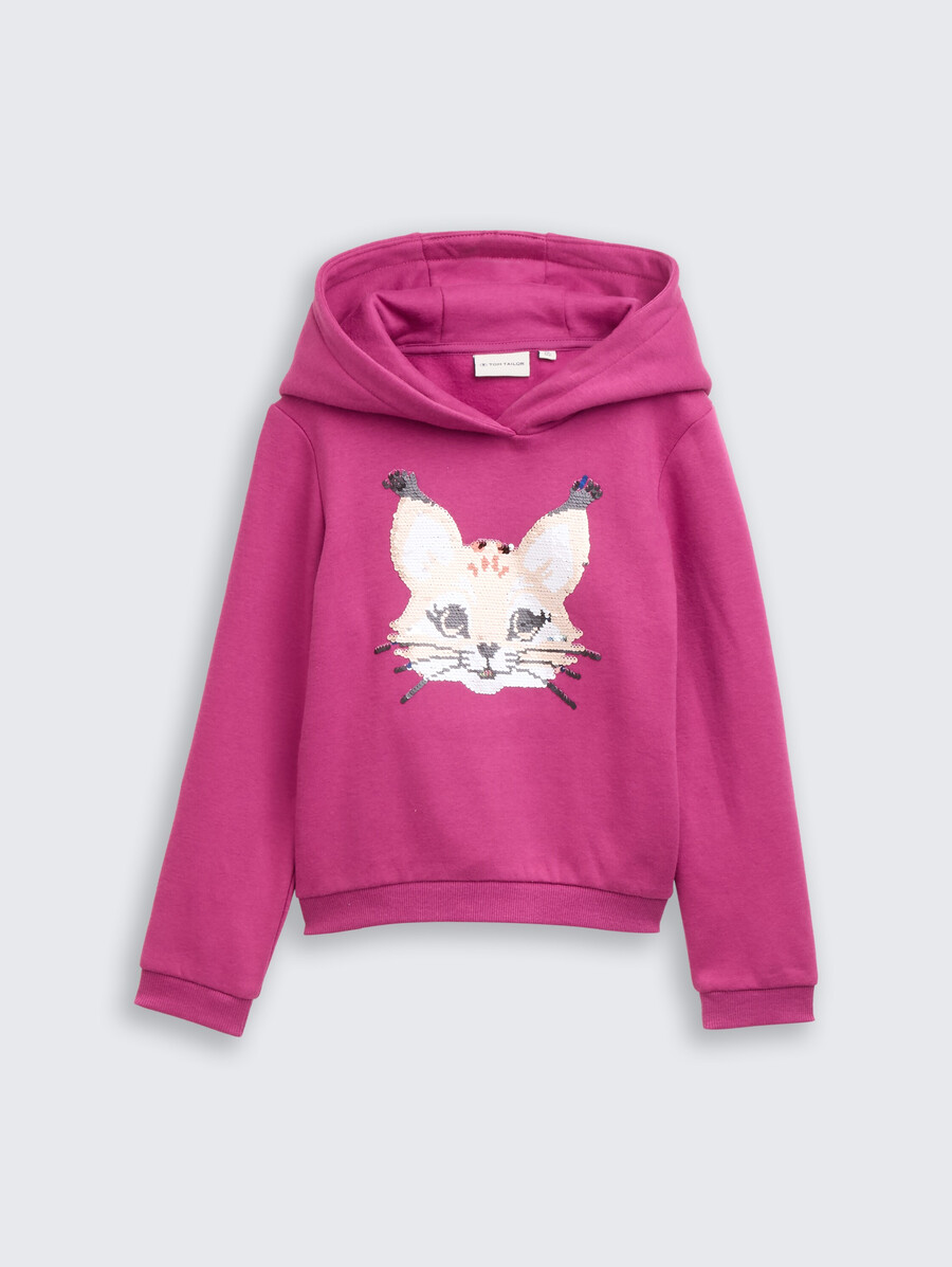 kapuzenpullover mit wendbaren pailletten