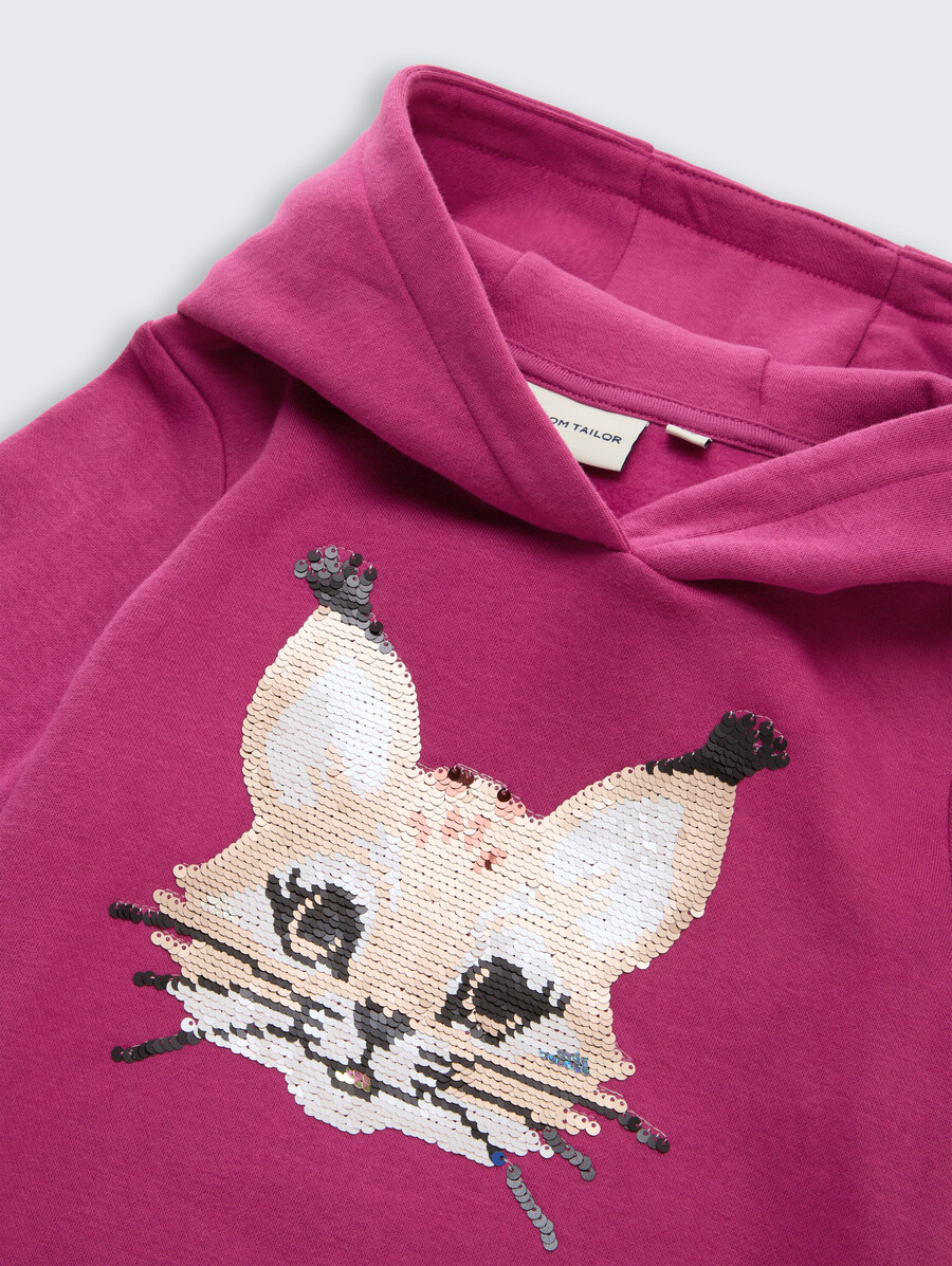 kapuzenpullover mit wendbaren pailletten